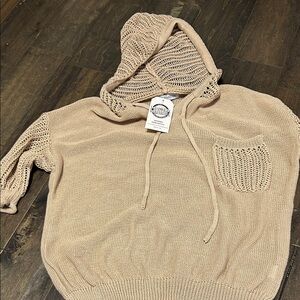 Casual Beige Crewneck Hooded Sweater for Men
